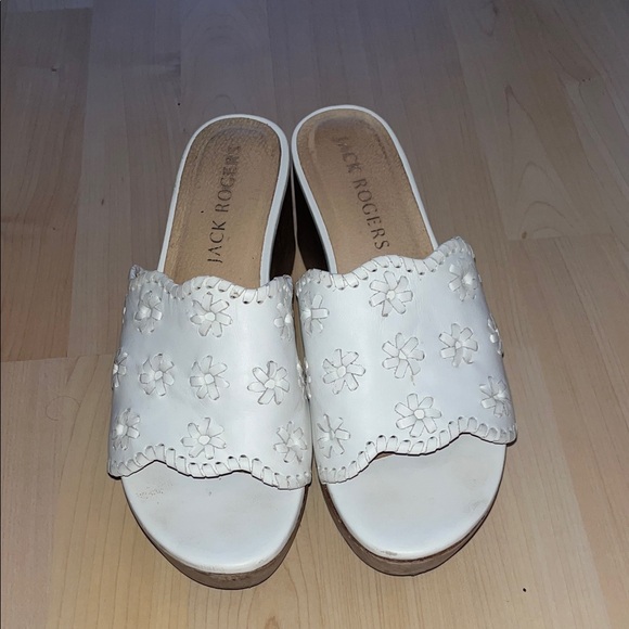 Jack Rogers Cream Floral Mules - Picture 1 of 7